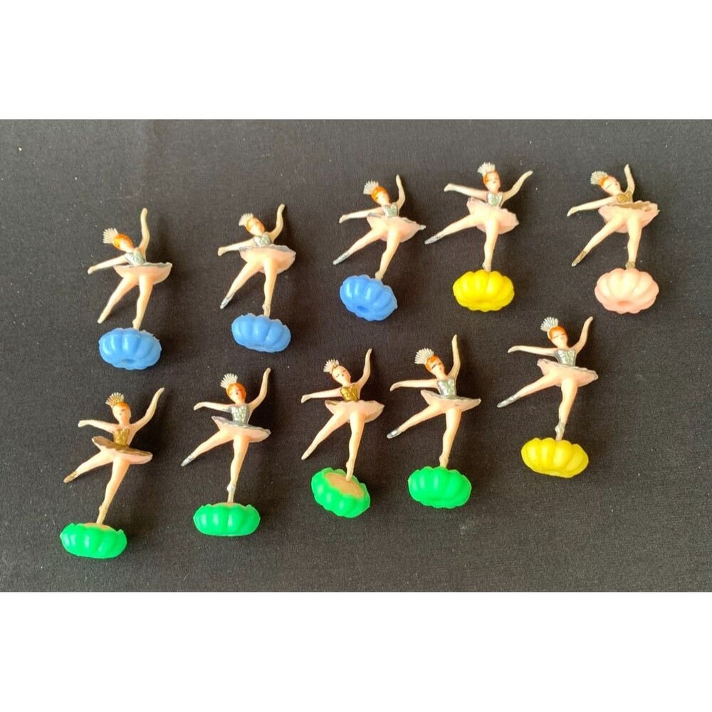 Vintage Ballerina Cake Toppers Dancers Hong Kong 10 Pieces Cupcake 1950s